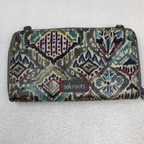 Sakroots Wallet Gray Artsy Zip Around - Picture 1 of 16